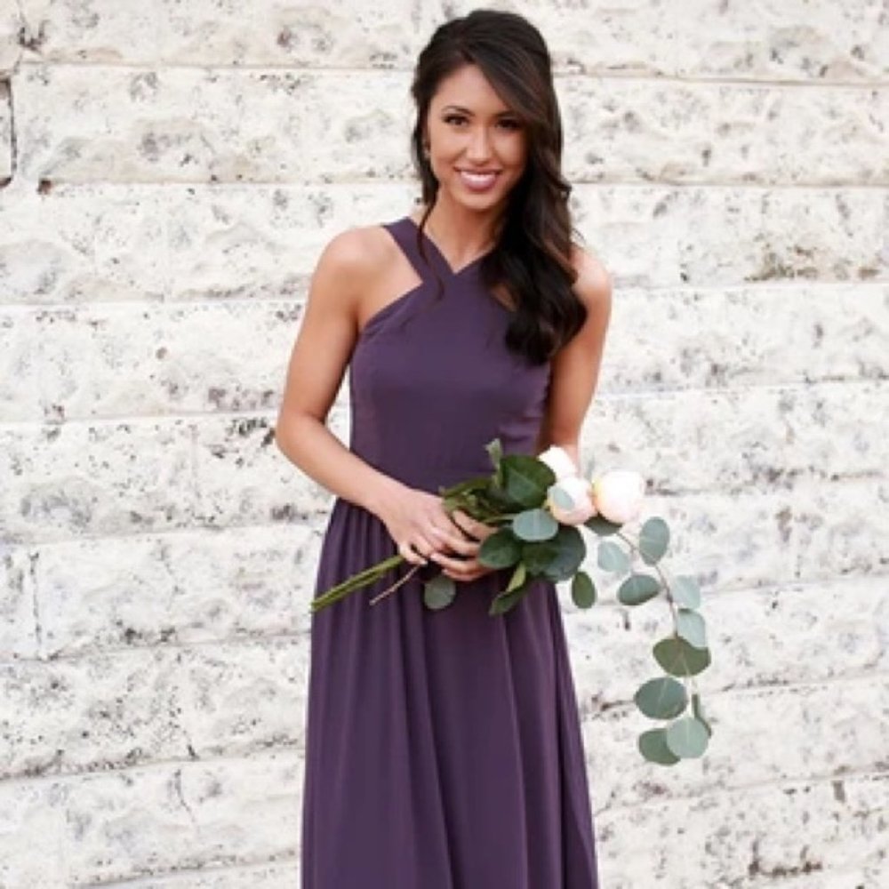 Impressions Plum Chiffon Bridesmaids Dress Size Large